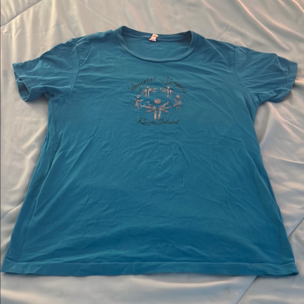 🛍️🆕 Blue Relaxed Fit Short Sleeve Tee with Graphic Design